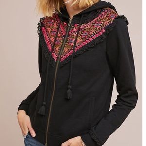 Anthropologie Akemi + Kin Embroidered Terry Hoodie